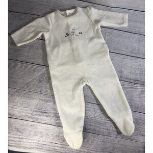 Bout Chou 6M Cream Velour With Deer Scene